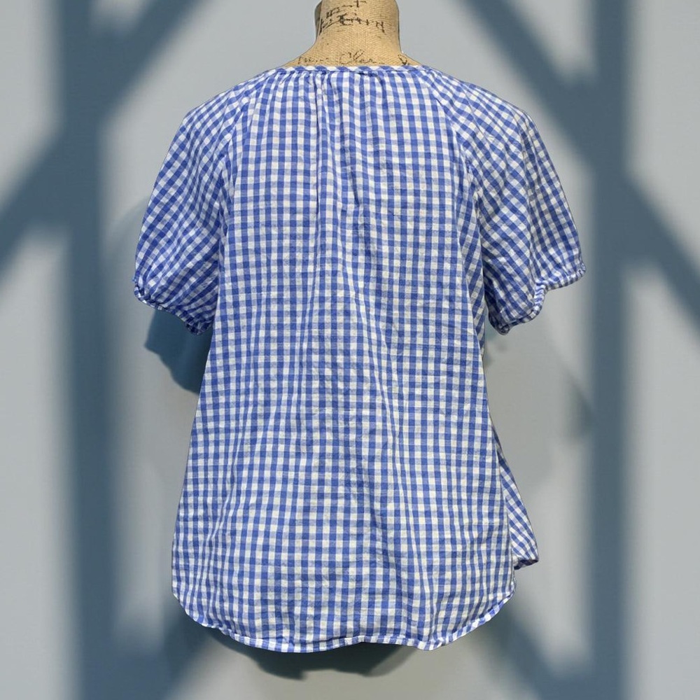 Old Navy Blue and White Checkered Blouse L - Picture 2 of 4